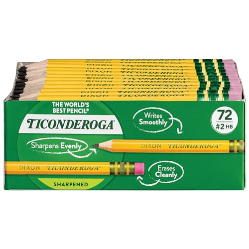 72 Count Ticonderoga Pre-Sharpened Golf Pencils Yellow