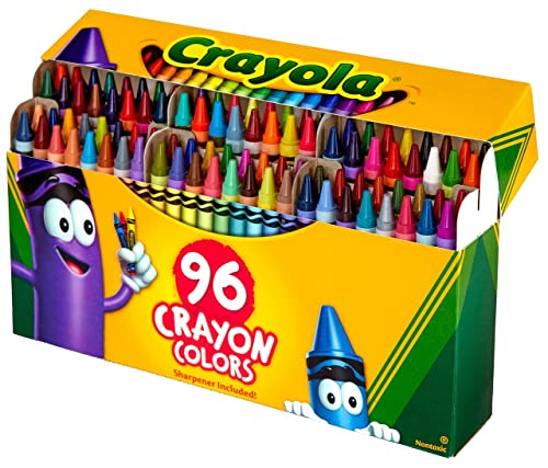 96-Color Classic Crayons in Flip-Top Pack with Sharpener