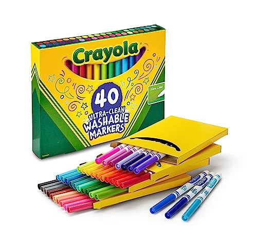 Crayola Fine Line Washable Markers (40ct) for Kids