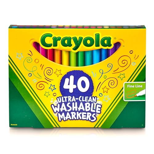 Crayola Fine Line Washable Markers, 40ct, Kids Coloring