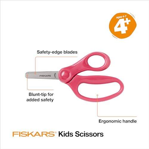 Fiskars 5" Blunt-Tip Scissors for Kids, Ages 4-7