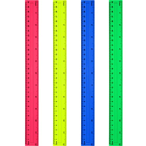 4 Packs Colorful 12 Inch Plastic Straight Rulers