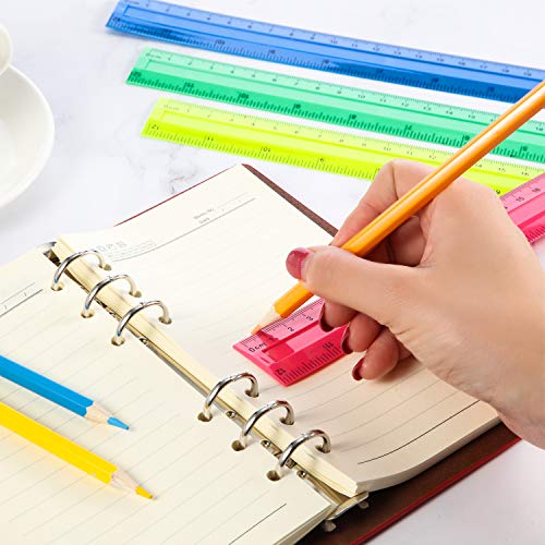 4 Pack Colorful 12 Inch Plastic Straight Rulers