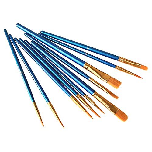 Acrylic, Oil & Watercolor Paint Brushes Set - 10pcs