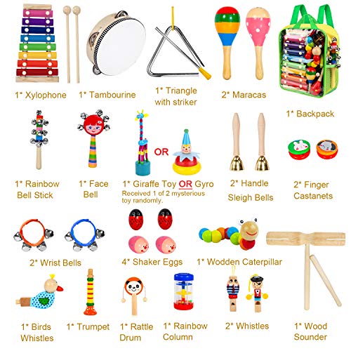 33-Piece Wooden Percussion Instruments for Kids
