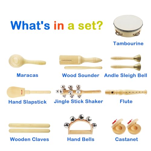 Eco-Friendly Kids Percussion Instruments Set with Storage Bag