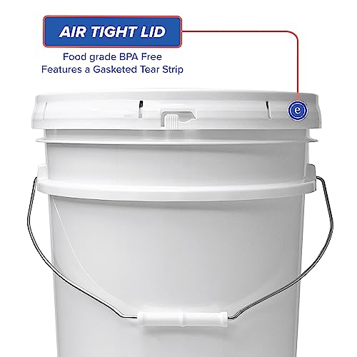 5-Gallon White Plastic Bucket with Lid for Homeschoolers