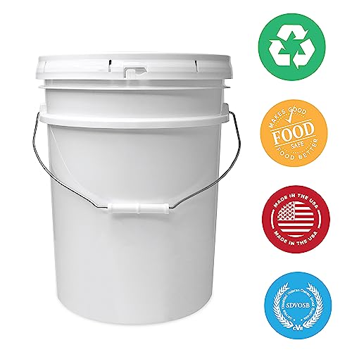 5-Gallon White Plastic Bucket with Lid for Homeschoolers