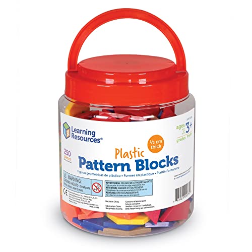 250 Plastic Pattern Blocks for Preschool Shape Games