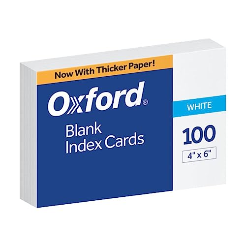 Oxford Blank Index Cards, White, 4"x6", 100/pack
