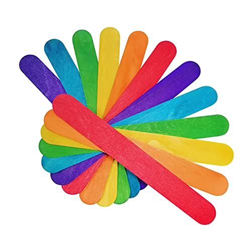 100 Colored Jumbo Craft Sticks for DIY Projects