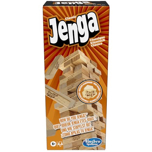 Hasbro Jenga Classic Stacking Game, Genuine Hardwood Blocks