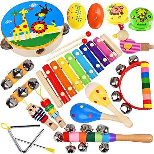 20-Piece Kids Wooden Musical Instruments Set