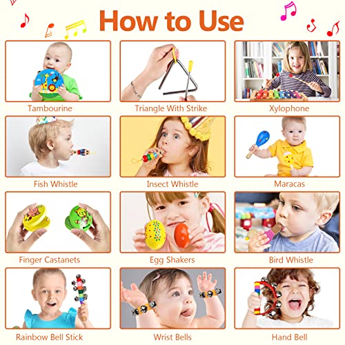 20-Piece Kids Wooden Musical Instruments Set