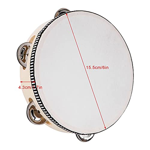 Dreokee 6-Inch Wooden Handheld Tambourine