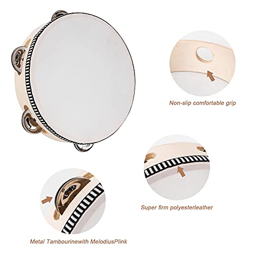 Dreokee 6-Inch Wooden Handheld Tambourine