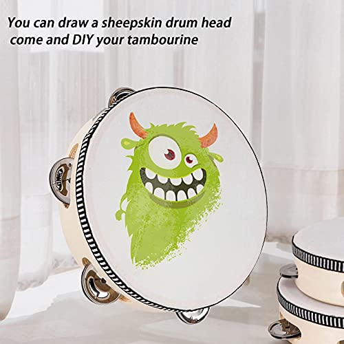 Dreokee 6-Inch Wooden Handheld Tambourine