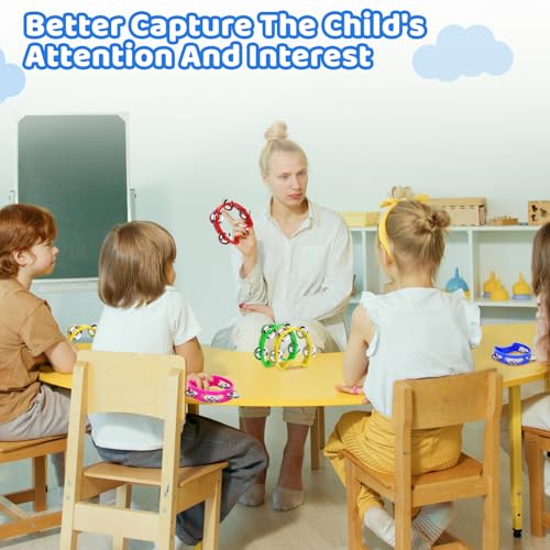 5-Pack Handheld Colored Tambourines for Kids