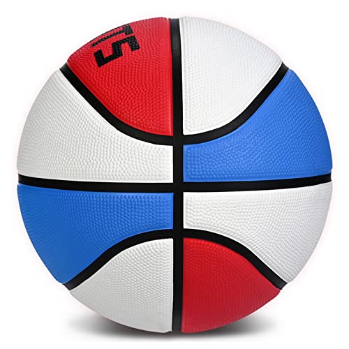 Youth Size 5 Premium Rubber Basketball - Red/White/Blue
