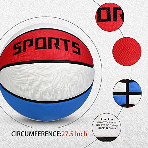 Youth Size 5 Premium Rubber Basketball - Red/White/Blue