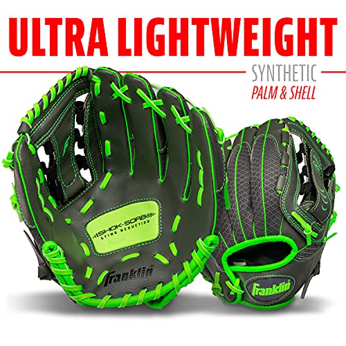 Youth Baseball Softball Right Hand Glove - Graphite/Lime