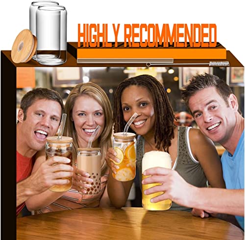 4-Piece Glass Cups with Lids and Straws Set