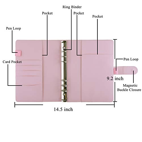 Pink A5 PU Leather 6-Ring Budget Binder