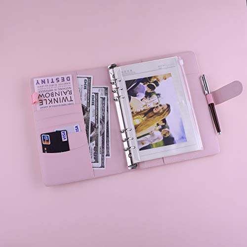 Pink A5 PU Leather 6-Ring Budget Binder