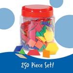 250 Plastic Pattern Blocks for Preschool Shape Games