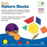 250 Plastic Pattern Blocks for Preschool Shape Games