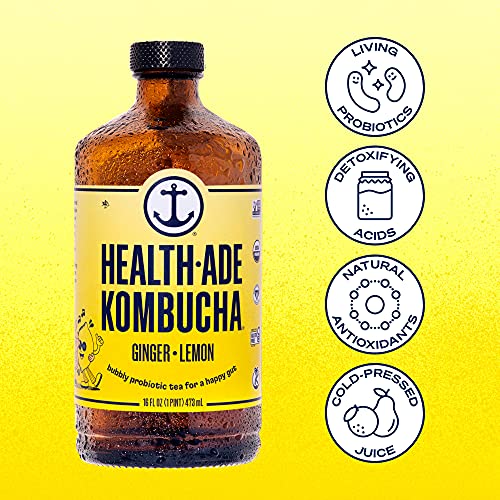 Organic Kombucha Tea with Ginger-Lemon Flavor