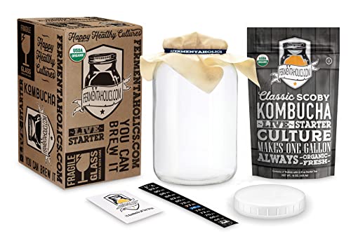 Kombucha Kit with Organic SCOBY and Jar