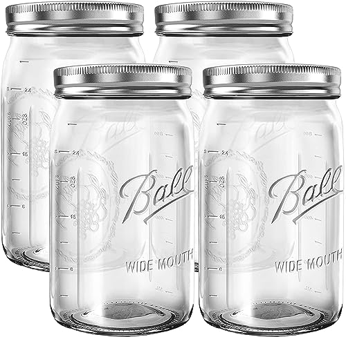 4 Pack Quart Jars with Airtight Lids