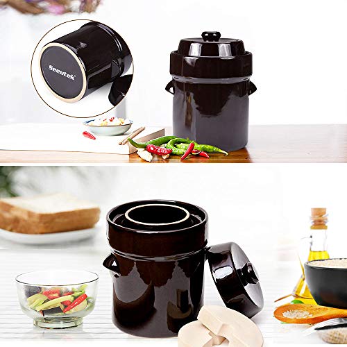 Seeutek 5L Fermentation Crock Jar - Stoneware Pot