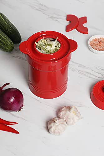 2L Keramik-Gärtopf für Sauerkraut - Rot