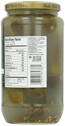 Bubbies Pure Kosher Dill Pickle 33.0 OZ(Pack of 3)