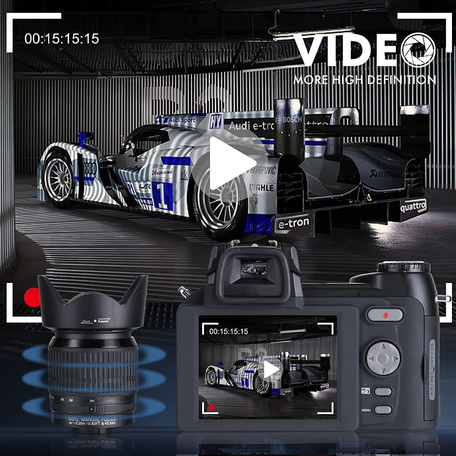 33MP 4K DSLR Camera with Lenses