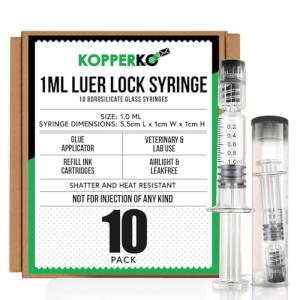 10-Pack 1ml Borosilicate Glass Syringe with Needles