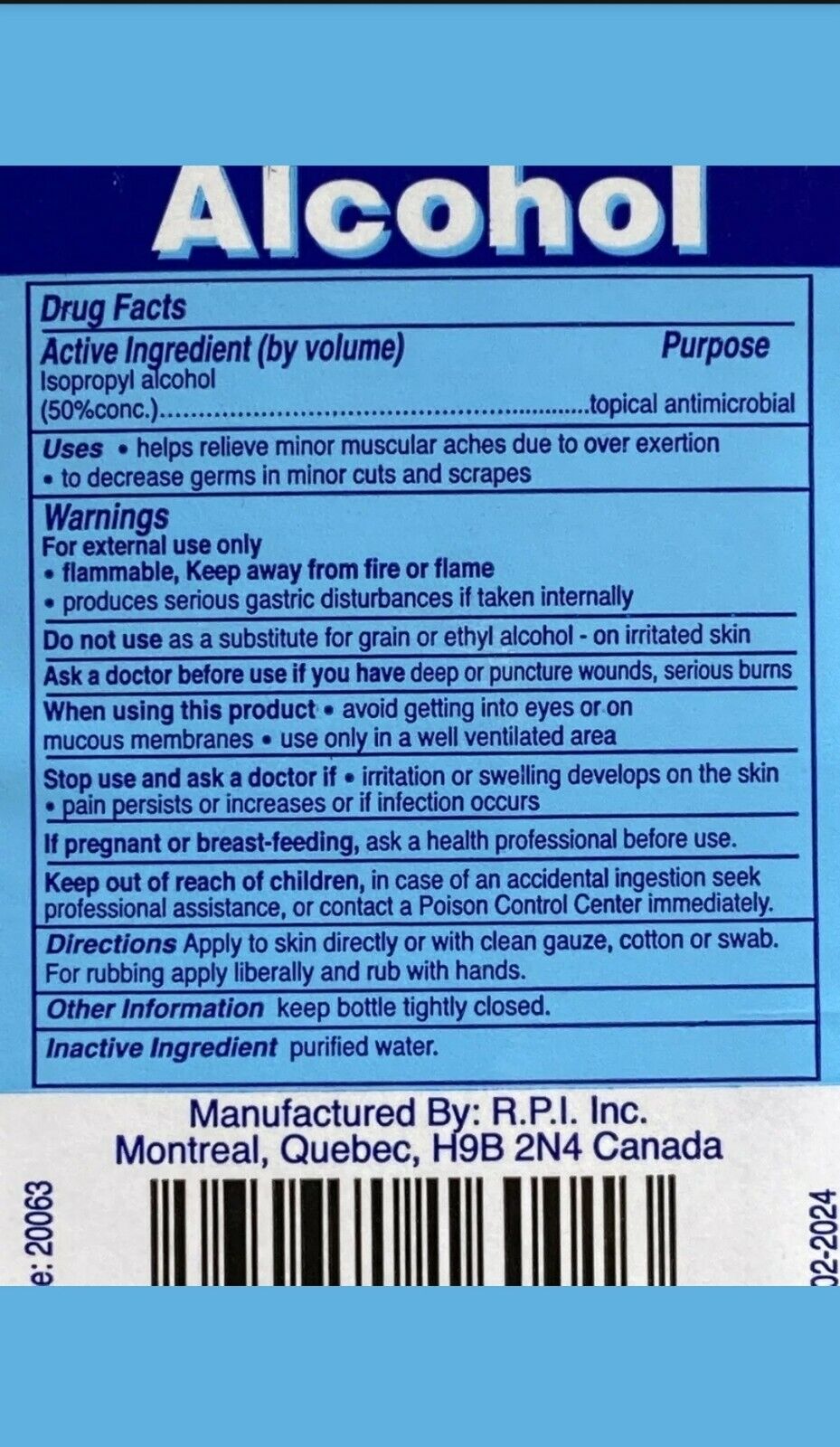 2 Bottles 50% Isopropyl Alcohol 64oz