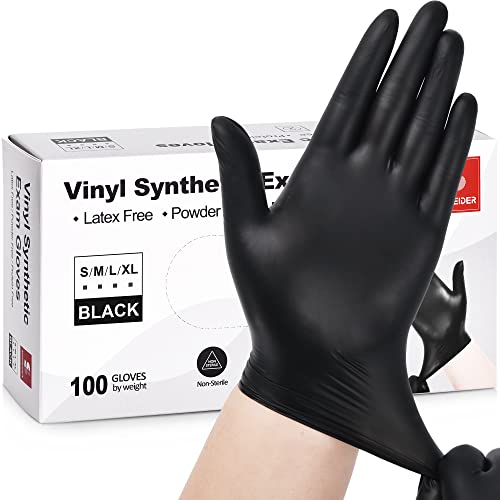 Black Disposable Vinyl Gloves, 4mil Thickness