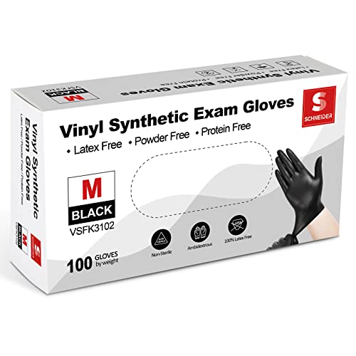 Black Disposable Vinyl Gloves, 4mil Thickness