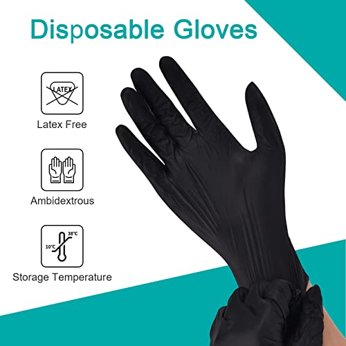 Black Disposable Vinyl Gloves, 4mil Thickness