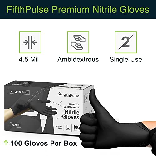 100 Count X-Large Nitrile Gloves - Black