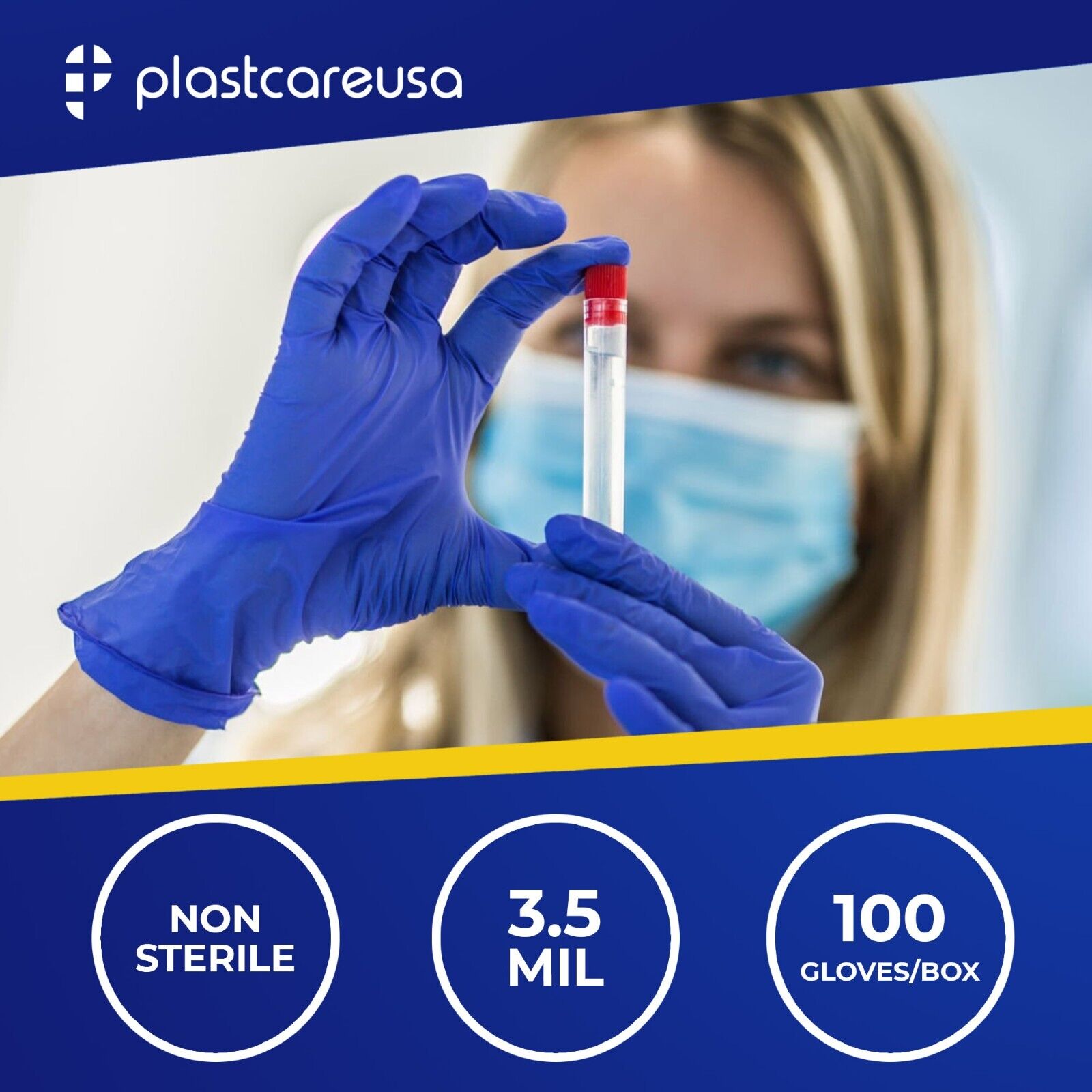 100 Disposable Nitrile Exam Gloves 3.5 Mil