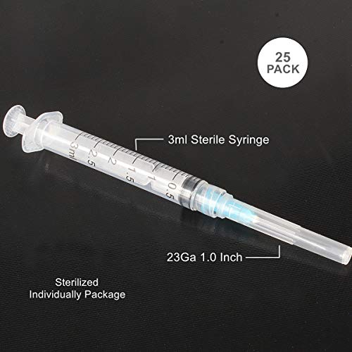 25 Pack 3ml Syringe with 23Ga Needle