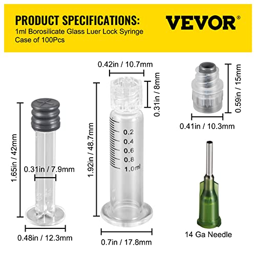 100 Reusable Glass Syringes with Needles