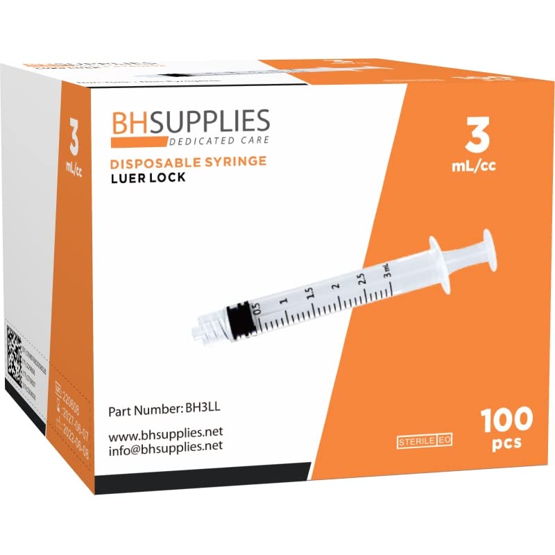 100 Sterile Luer Lock Syringes - 3ml