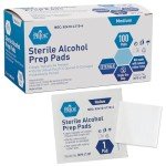 Medpride Alcohol Prep Pads| 100 Pack| Medical-Grade, Sterile, Individually-Wrapped, Isopropyl Cotton Swabs| Disposable, Medium Square Size, 2ply, Latex Free & Antiseptic| for Medical & First-Aid Kits