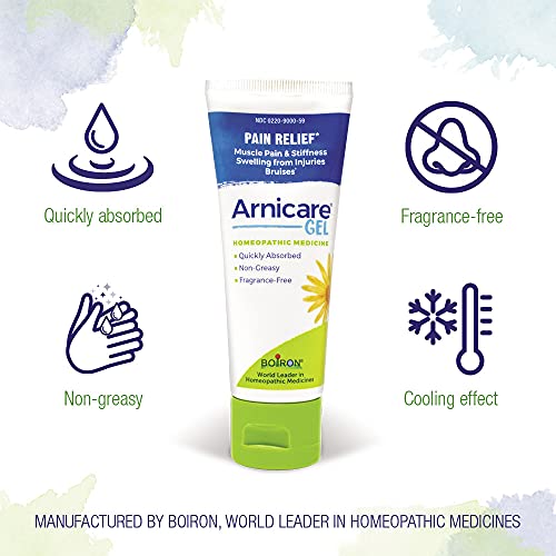 Boiron Arnicare Gel for Soothing Relief of Joint Pain, Muscle Pain, Muscle Soreness, and Swelling from Bruises or Injury - Non-greasy and Fragrance-Free - 2.6 oz