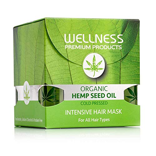 WELLNESS PREMIUM PRODUCTS Hemp Seed Oil Hair Mask Organic, 500ml/16.9oz – Hemp Seed Organic – Hemp Oil Hair Mask – Cold Pressed Hemp Oil – Hemp Seed Oil